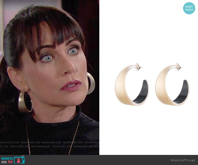 Alexis Bittar Wide Graduated Medium Hoop Earring worn by Quinn Fuller (Rena Sofer) on The Bold and the Beautiful