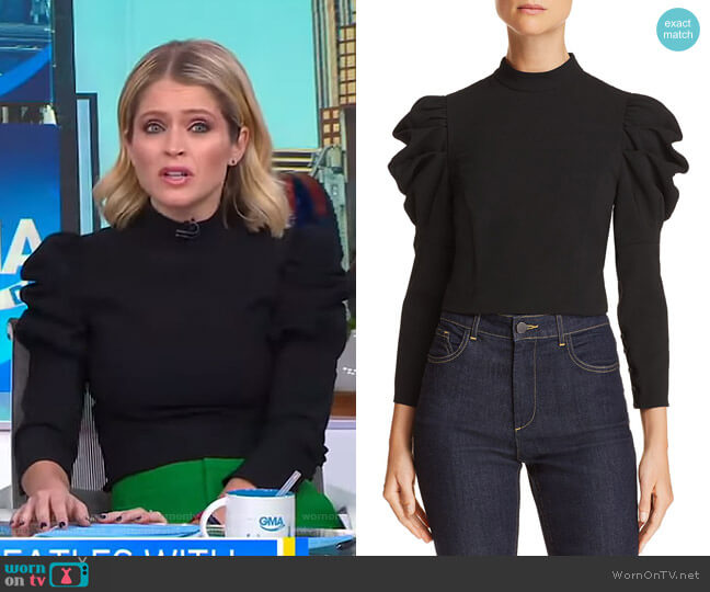 Brenna Top by Alice + Olivia worn by Sara Haines on Good Morning America