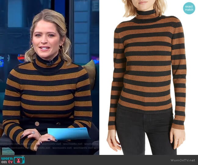 WornOnTV: Sara’s striped turtleneck sweater on GMA Day | Sara Haines ...