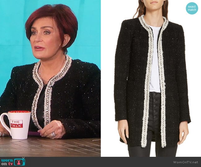 Andreas Tweed Jacket by Alice + Olivia worn by Sharon Osbourne on The Talk