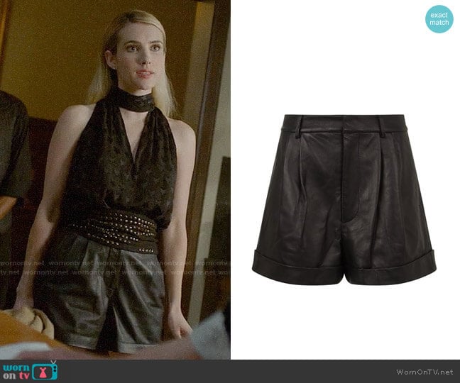 Alice + Olivia Conry Leather Shorts worn by Madison Montgomery (Emma Roberts) on American Horror Story