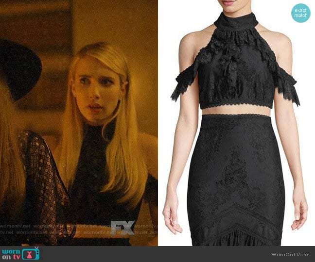 Alice + Olivia Regina Top worn by Madison Montgomery (Emma Roberts) on American Horror Story