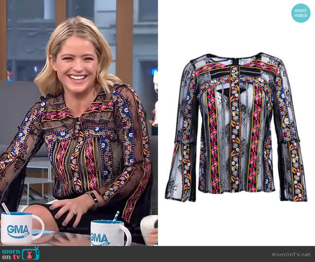 Larue Top by Alice + Olivia worn by Sara Haines  on Good Morning America