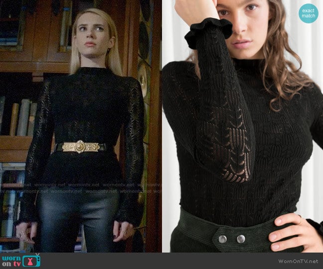 & Other Stories Eyelet Knit Top worn by Madison Montgomery (Emma Roberts) on American Horror Story