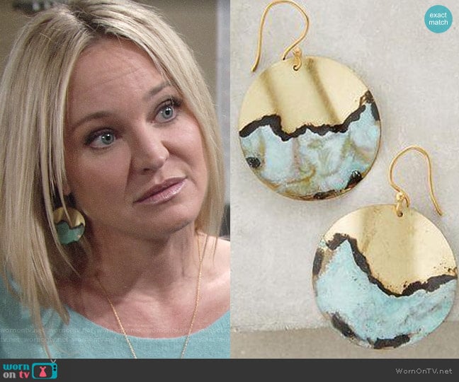 Anthropologie Torquato Earrings worn by Sharon Newman (Sharon Case) on The Young and the Restless