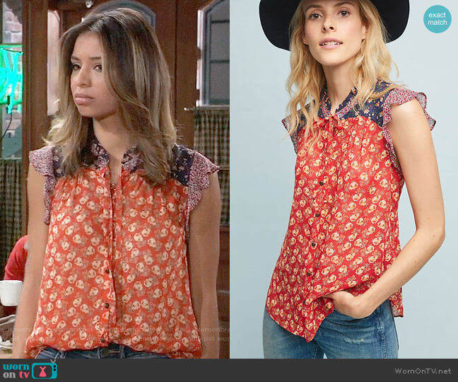 Anthropologie Meadow Rue Prairie Blouse worn by Valerie Spencer (Paulina Bugembe) on General Hospital