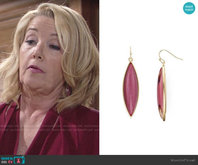 Aqua Brynnie Marquis Drop Earrings worn by Nikki Reed Newman (Melody Thomas-Scott) on The Young and the Restless