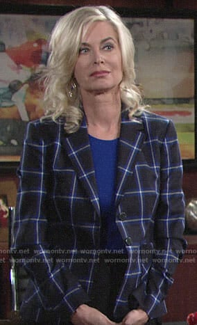 Ashley’s black and blue checked blazer on The Young and the Restless