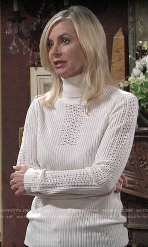 Ashley’s white pointelle turtleneck on The Young and the Restless