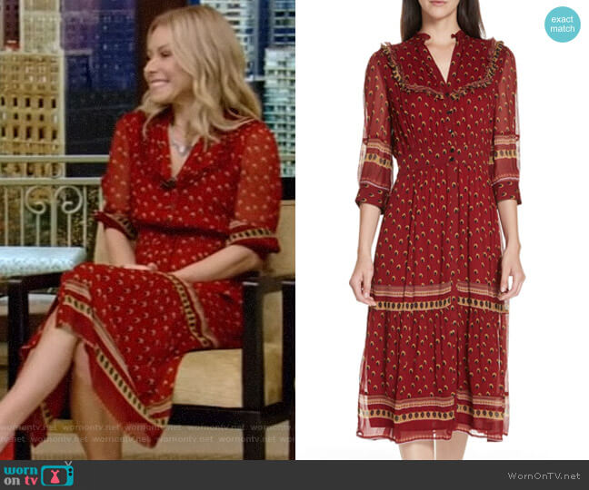 Barie Dress by ba&sh worn by Kelly Ripa on Live with Kelly and Mark