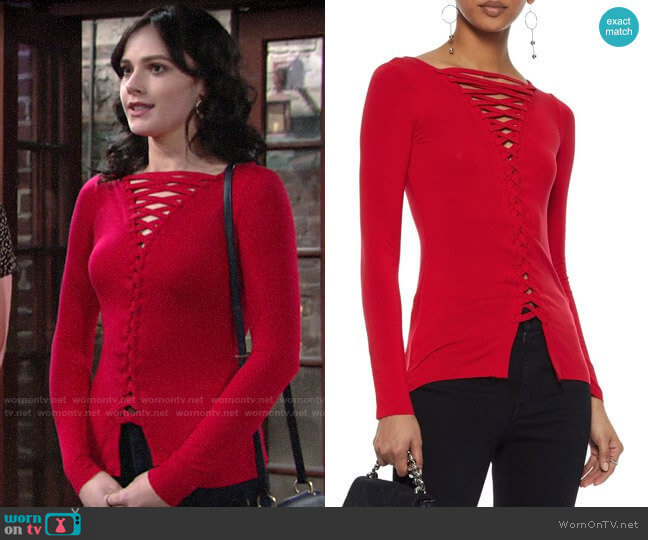 Bailey 44 Kabuki Top worn by Tessa Porter (Cait Fairbanks) on The Young & the Restless