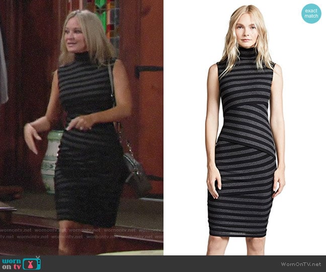 Bailey 44 Pavlova Stripe Dress worn by Sharon Newman (Sharon Case) on The Young and the Restless