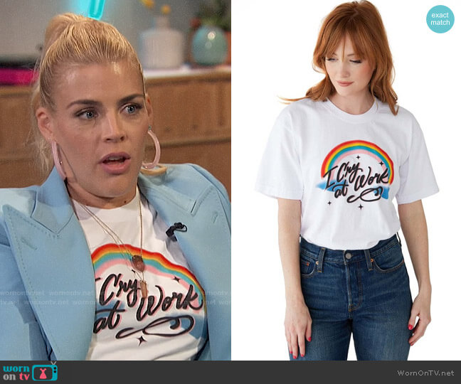 Ban.do x Everbody World I Cry at Work Tee worn by Busy Philipps on Busy Tonight