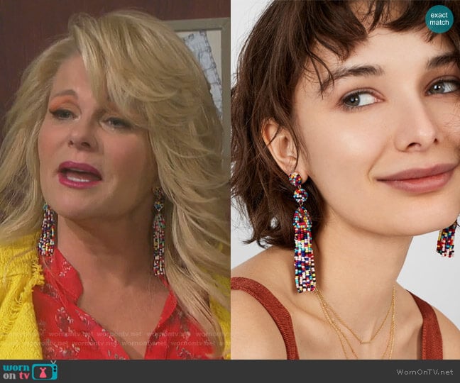 Granita Tassel Earrings by Baublebar worn by Bonnie Lockhart (Judi Evans) on Days of our Lives