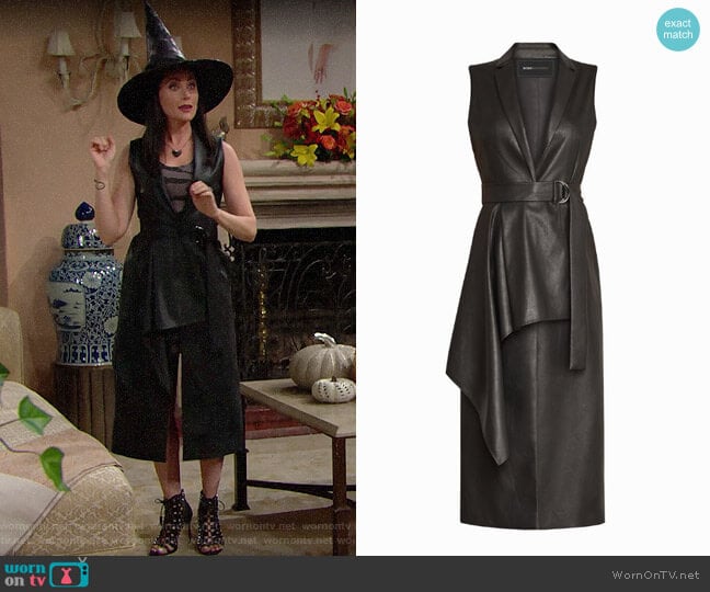 Bcbgmaxazria Faux Leather Drape Front Long Vest worn by Quinn Fuller (Rena Sofer) on The Bold and the Beautiful