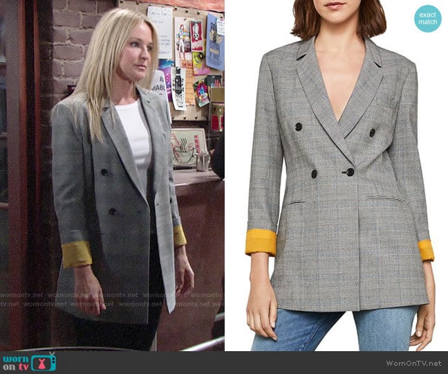 Bcbgmaxazria Glen Plaid Double Breasted Blazer worn by Sharon Newman (Sharon Case) on The Young and the Restless