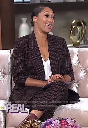 Tamera’s black check blazer and pants on The Real