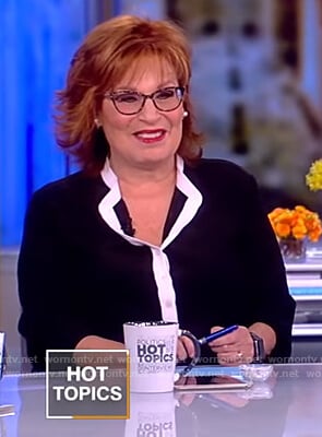 Joy's black contrast button front blouse on The View