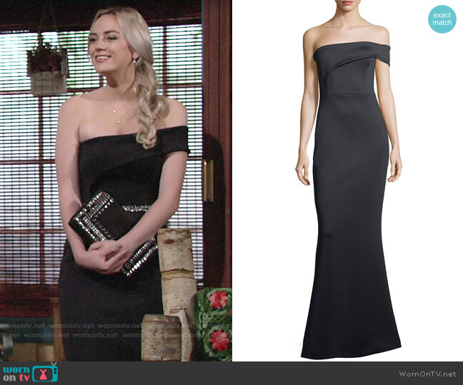 Black Halo Neoprene One Shoulder Gown worn by Bayley Corman (Bayley Corman) on The Young and the Restless