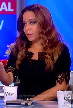 Sunny's black lace v-neck dress on The View