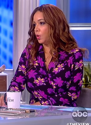 WornOnTV: Sunny’s black and purple floral print dress on The View ...