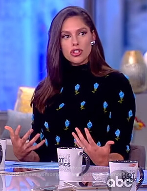 Abby’s black rose embroidered sweater on The View
