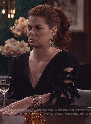 Grace's black bow sleeve dress on Will and Grace