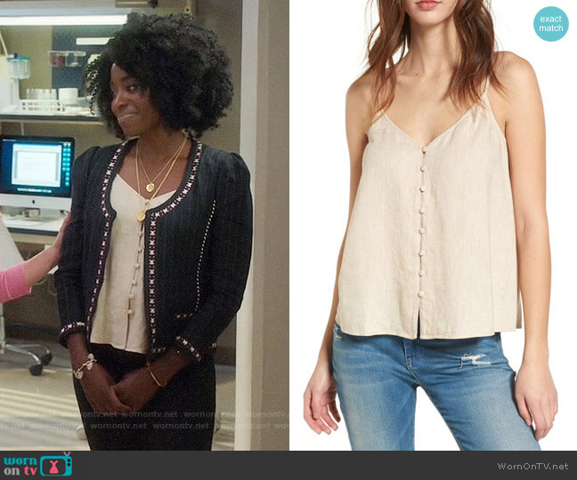 WornOnTV: Simone’s button front cami and embroidered trim jacket on The ...