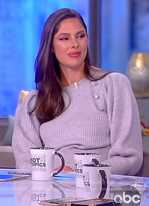 Abby's gray button embellished sweater on The View