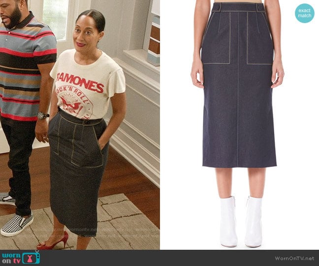 Carolina Herrera Pencil Midi Skirt with Pockets worn by Rainbow Johnson (Tracee Ellis Ross) on Black-ish