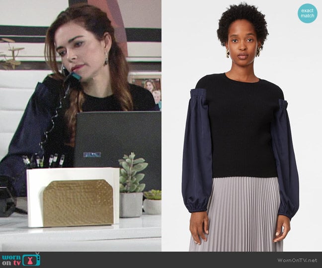 Club Monaco Tamea Sweater worn by Victoria Newman (Amelia Heinle) on The Young and the Restless