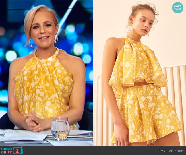 Love Hate Top by C/Meo Collective worn by Carrie Bickmore on The Project