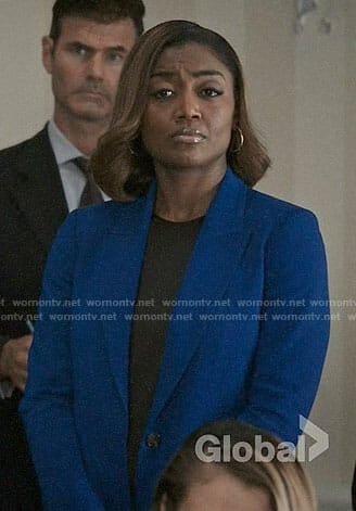 Daisy's cobalt blazer on Madam Secretary