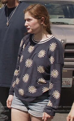 Debbie's navy floral sweatshirt on Shameless