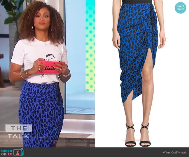 Ruched Leopard-Print Silk Pencil Skirt by Diane von Furstenberg worn by Eve on The Talk