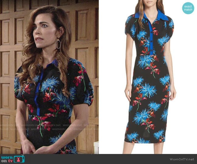 Diane von Furstenberg Elly Floral Dress worn by Victoria Newman (Amelia Heinle) on The Young and the Restless