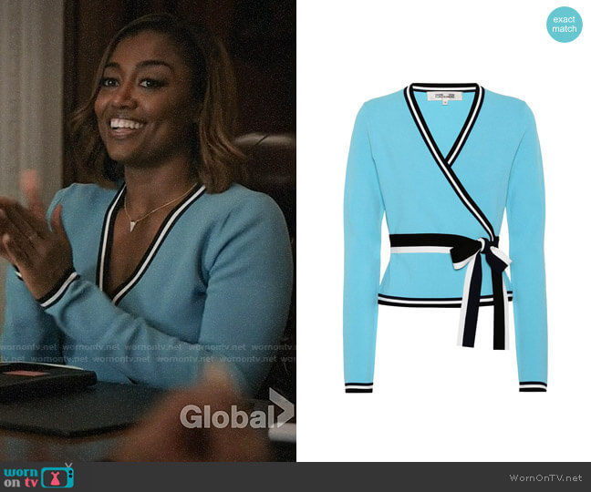 Diane von Furstenberg Wrap Cardigan worn by Daisy Grant (Patina Miller) on Madam Secretary