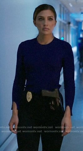 Dinah’s blue sweater on Arrow