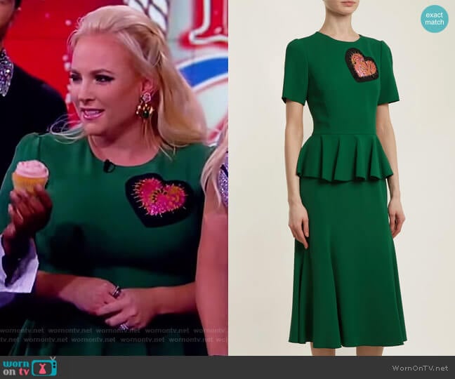 WornOnTV: Meghan’s green heart embellished dress on The View | Meghan ...