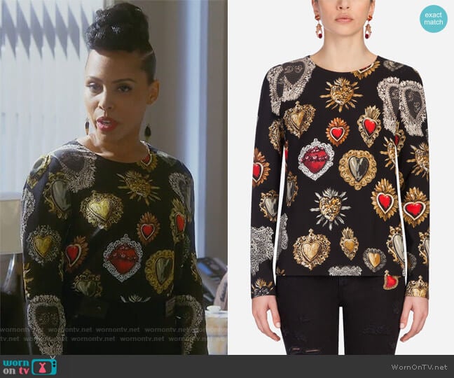 Black Heart Caddy Top by Dolce & Gabbana worn by Tegan Price (Amirah Vann) on How to Get Away with Murder