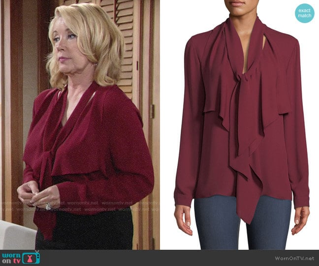 Elie Tahari Jurnee Blouse worn by Nikki Reed Newman (Melody Thomas-Scott) on The Young and the Restless