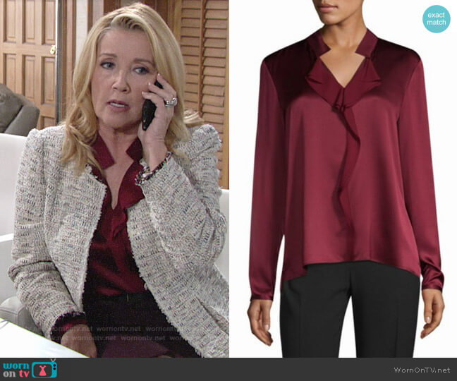 Elie Tahari Marlow Blouse worn by Nikki Reed Newman (Melody Thomas-Scott) on The Young and the Restless