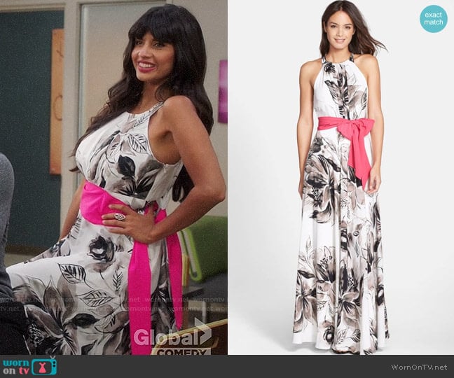 Eliza J Chiffon Maxi Dress worn by Tahani Al-Jamil (Jameela Jamil) on The Good Place