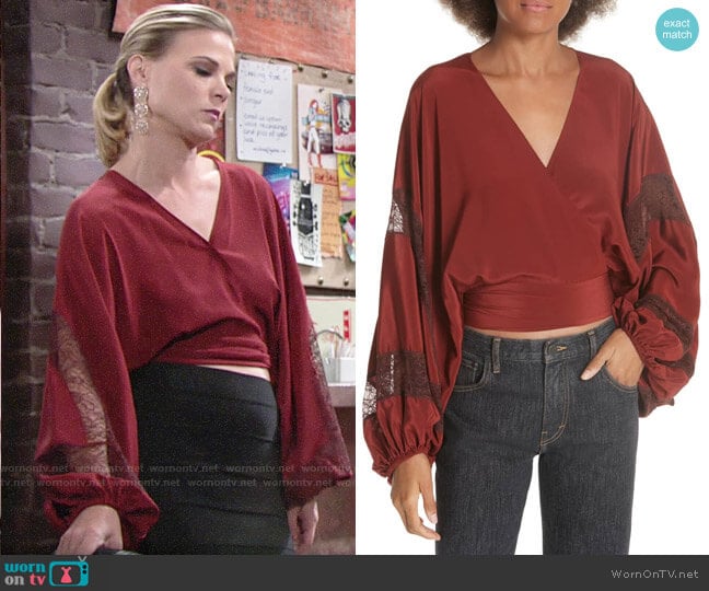 Elizabeth and James Talia Blouse worn by Phyllis Newman (Gina Tognoni) on The Young and the Restless