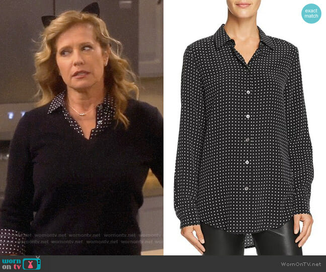 Equipment Essential Dotted Silk Shirt worn by Vanessa Baxter (Nancy Travis) on Last Man Standing