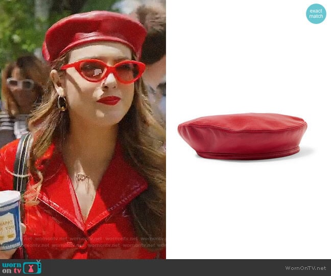 Eugenia Kim Cher Leather Beret worn by Fallon Carrington (Elizabeth Gillies) on Dynasty