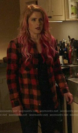 Felicity's buffalo check shirt on Arrow