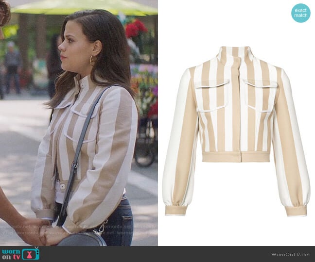 Fendi Striped Jacket worn by Maggie Vera (Sarah Jeffery) on Charmed