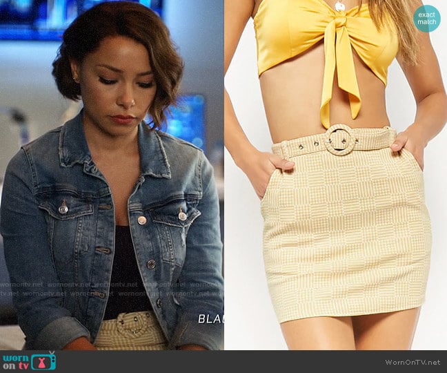 Forever 21 Belted Gingham Skirt worn by Nora West-Allen (Jessica Parker Kennedy) on The Flash