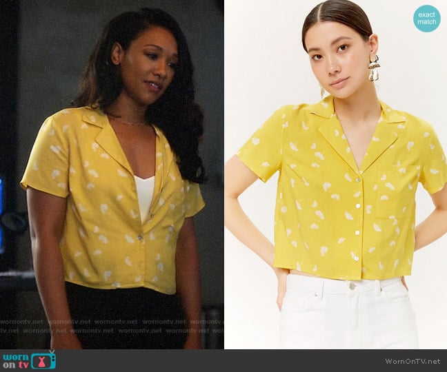 Forever 21 Fan Print Pocket Shirt worn by Iris West (Candice Patton) on The Flash